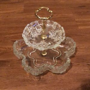 Glass Hors d’oeuvres 2 Tier Dish